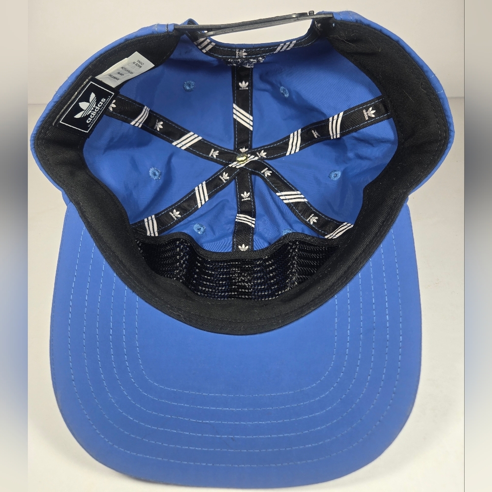 NWOT Adidas Royal Blue Trefoil Decon Hat Cap Strap Back One Size Flat Brim - Picture 4 of 5